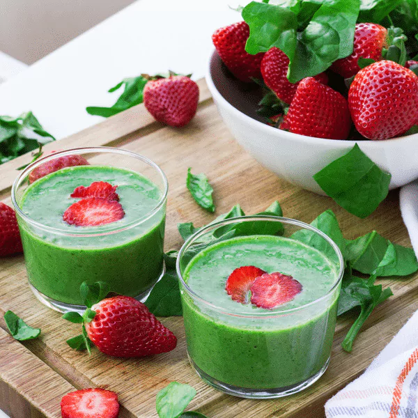 Eat Fat, Get Thin - Creamy Strawberry and Greens Smoothie