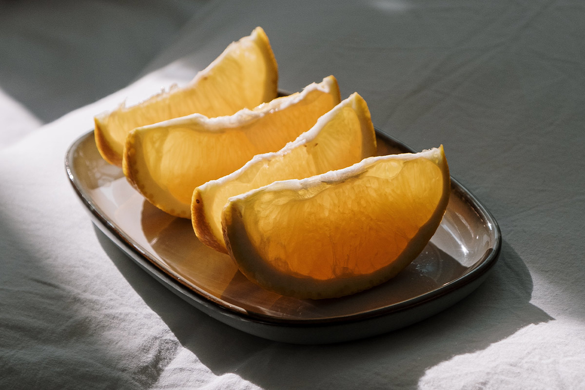 Plate full of orange slices