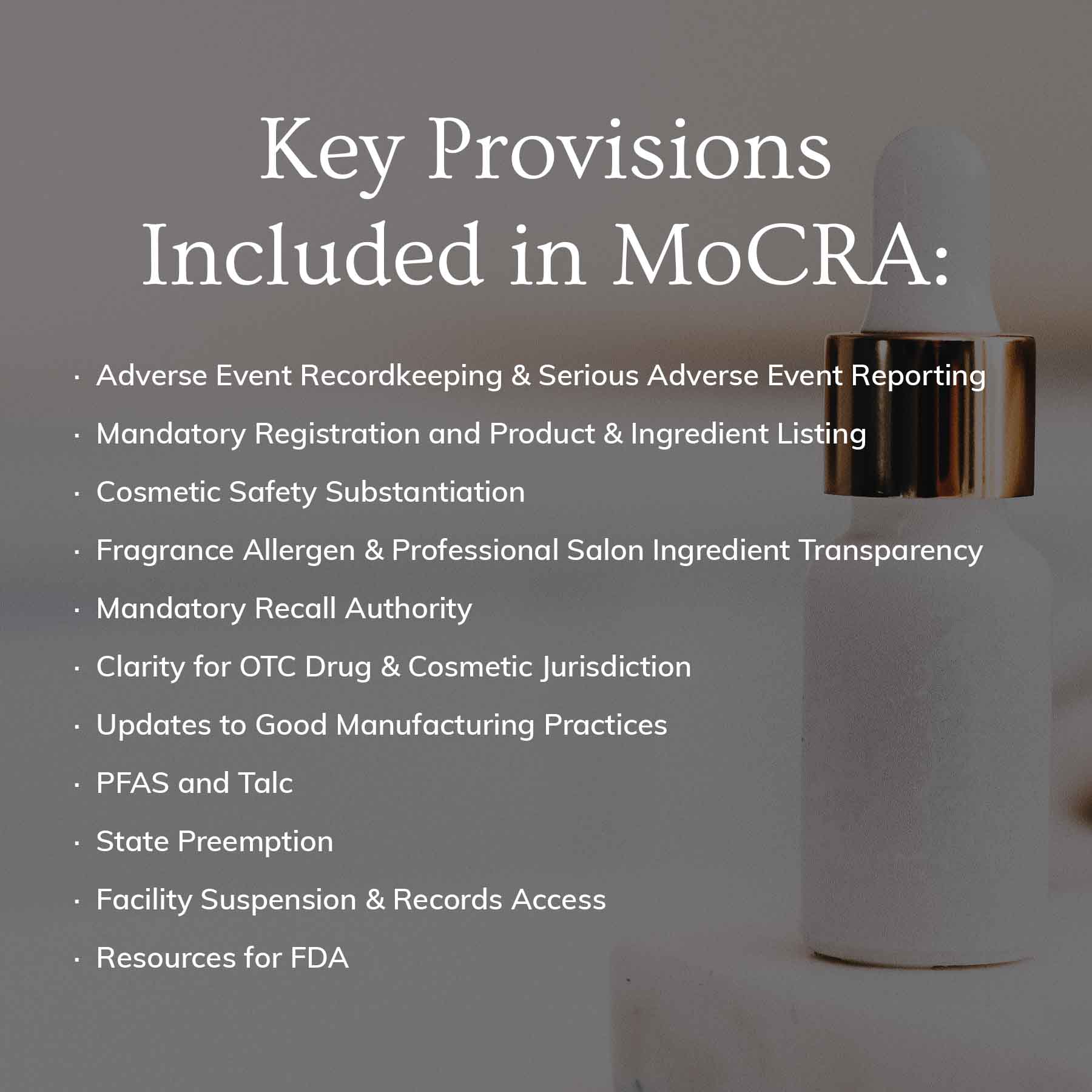 List of key provisions included in MoCRA