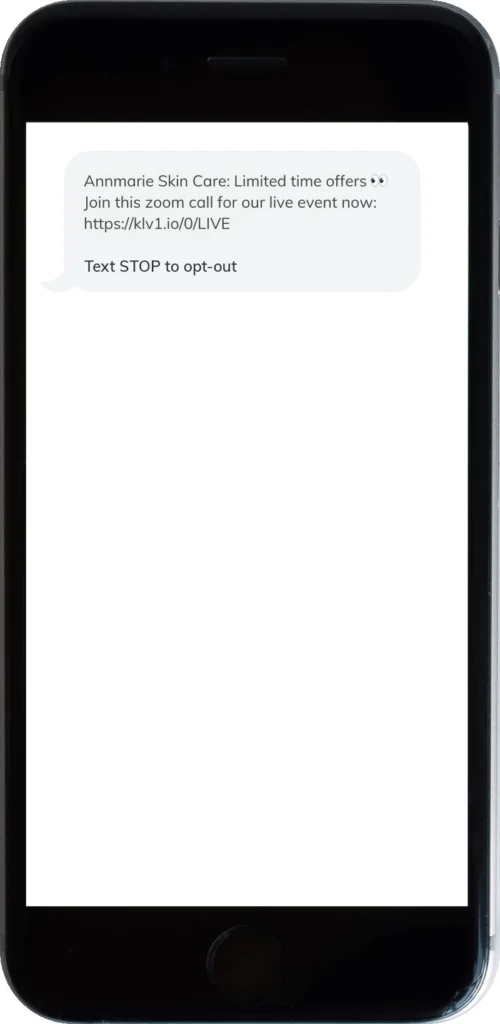 Cellphone with text reminder to join our live event